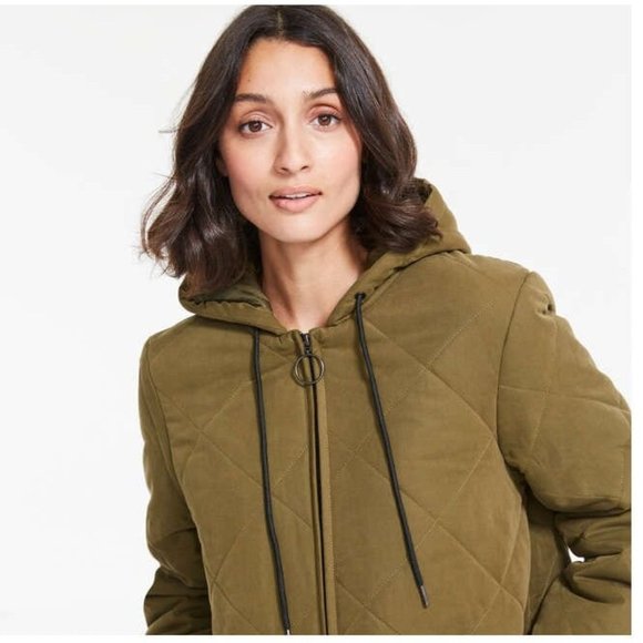Joe Fresh Jackets & Coats Joe Fresh Womens Quilted Coat Dark Olive